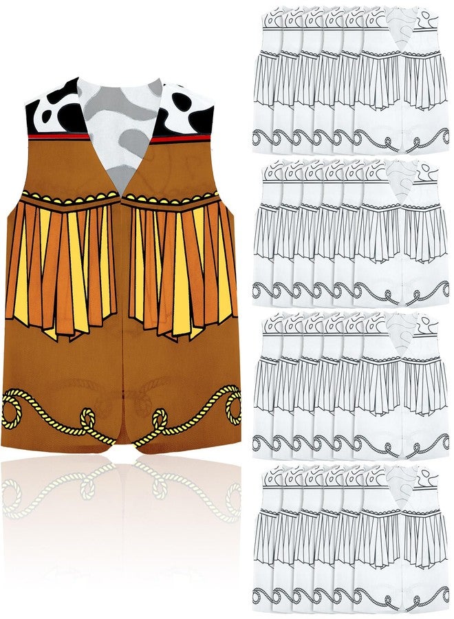 Yearntown 24 Pcs Color Your Own Western Vest Craft Kit - Christmas Western Craft for Boy Kids Girl - Ideal for Cowboy Cowgirl Birthday DIY Art Painting Activities - Image 1